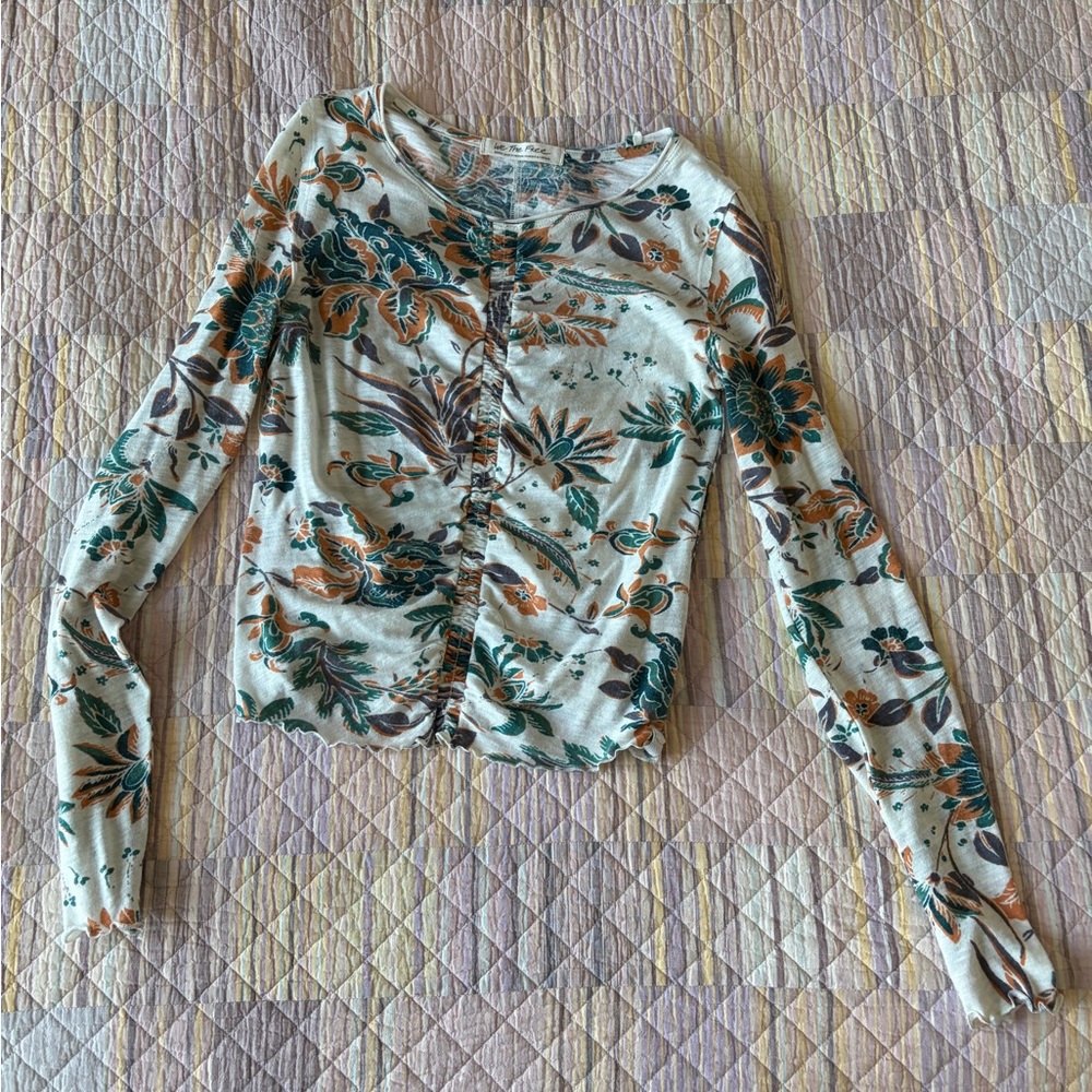 Free People Floral Long Sleeve Top